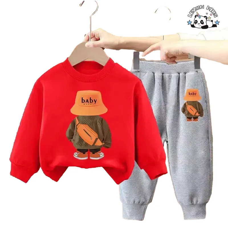 LEZONKIDS - Customized Most Popular Cute Cartoon Printing Sweatshirts Kids Set for Girls and Boys Clothing Sets